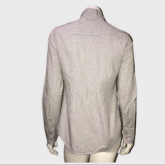 * SOLD * Tommy Hilfiger Pussy Bow Windowpane Print Button front Cotton Shirt - S - Picture 7 of 14